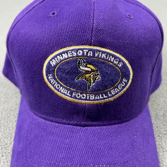 Vintage Minnesota Vikings Hat Cap Strap Back One Size Purple NFL Football 90s - Picture 2 of 9
